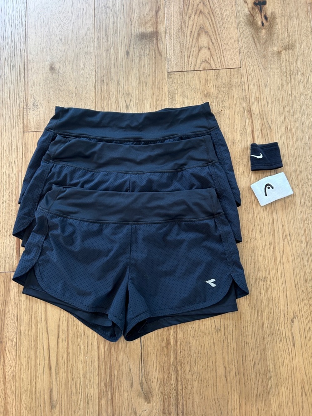 3 PAIRS-Black 2 in 1 tennis/running shorts with Built-In Liner
